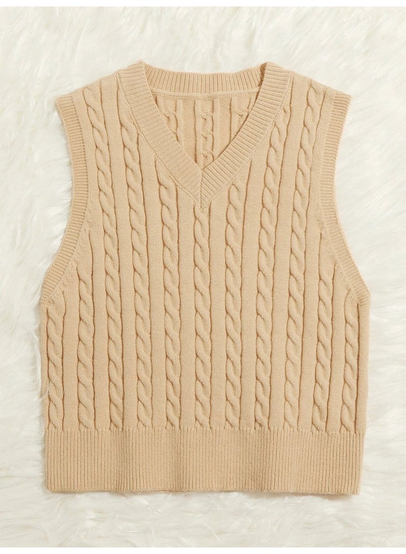 NIBEMINENT Sweater European and American Women's Knitted Waistcoat Pullover V-neck Vest Sweater Top for Women - Image 2