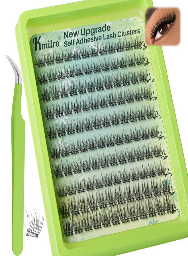 kmilro Self Adhesive Eyelashes 10-14mm Natural Self Adhesive Lash Clusters Wispy Press on Lashes No Glue Needed 120Pcs Pre Glued Lashes Clusters Reusable DIY Eyelash Extensions Kit with Tweezers, by Kmilro - Image 1