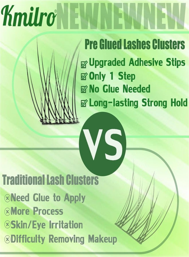 kmilro Self Adhesive Eyelashes 10-14mm Natural Self Adhesive Lash Clusters Wispy Press on Lashes No Glue Needed 120Pcs Pre Glued Lashes Clusters Reusable DIY Eyelash Extensions Kit with Tweezers, by Kmilro - Image 5