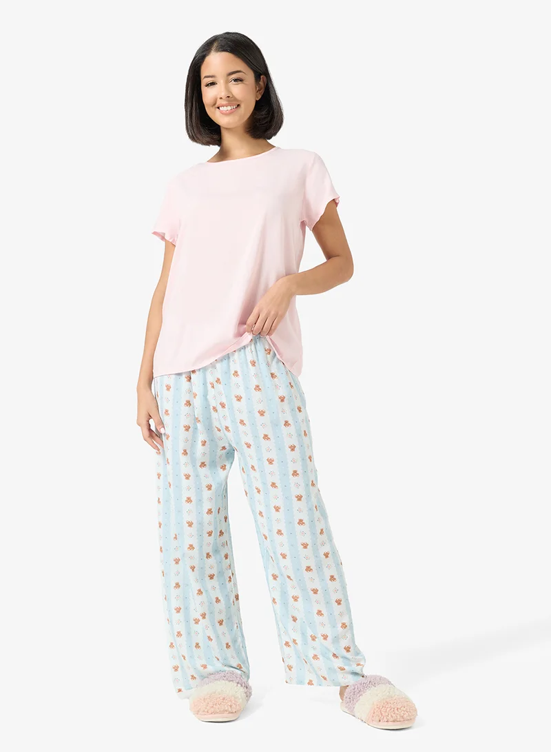 Ella  T-Shirt With Print Pant Pyjama Set for Women | Best Price UAE