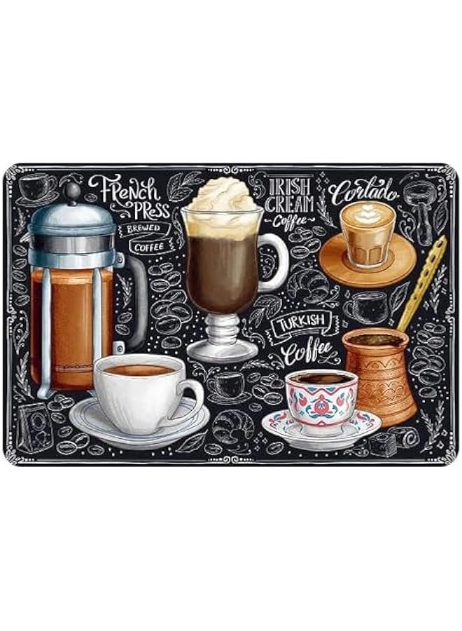 بيوينتي القهوة بار حصيرة اكسسوارات، آلة القهوة حصيرة للطاولة، امتصاص، بقعة مقاومة للمطبخ عداد الصرف وسادة ديكور هدية تناسب صانع القهوة وعاء القهوة (30x40cm، الأسود) - Image 1