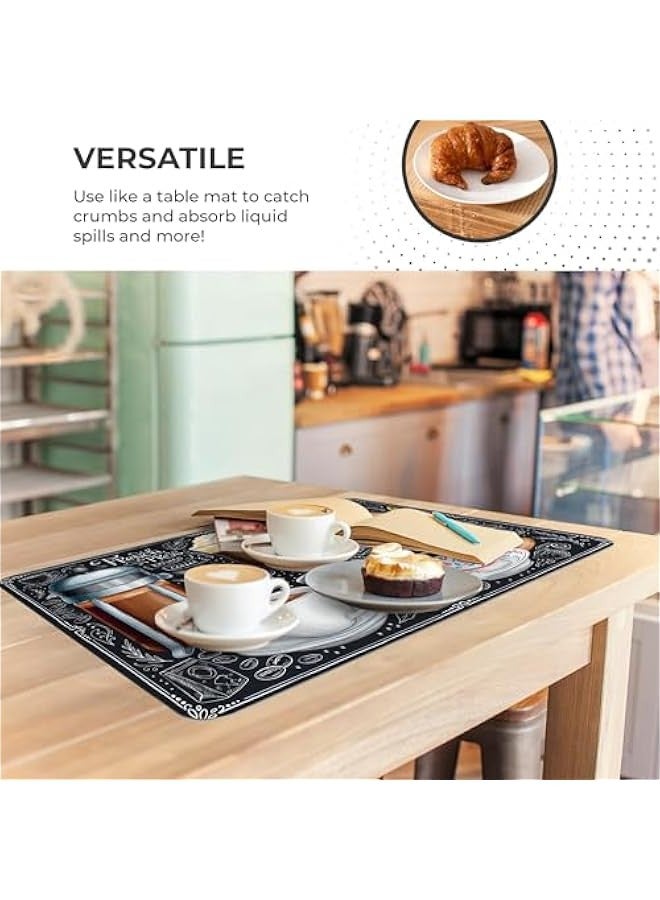 بيوينتي القهوة بار حصيرة اكسسوارات، آلة القهوة حصيرة للطاولة، امتصاص، بقعة مقاومة للمطبخ عداد الصرف وسادة ديكور هدية تناسب صانع القهوة وعاء القهوة (30x40cm، الأسود) - Image 3