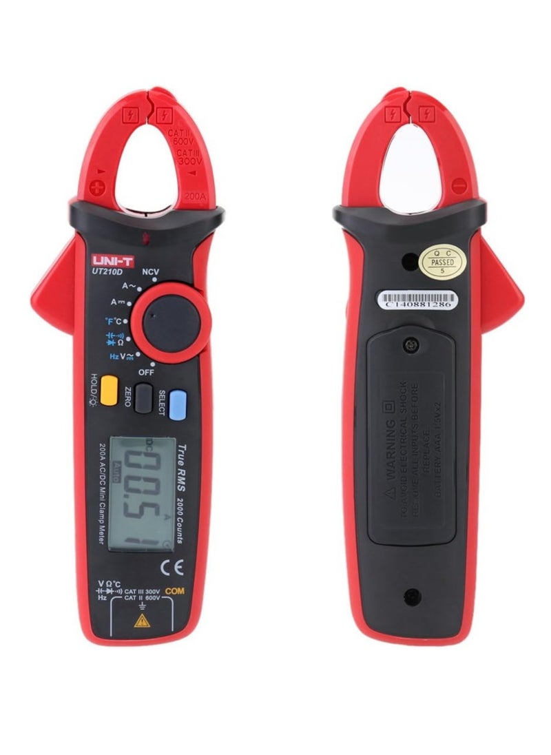 UNI-T UT210D Handheld Digital Mini Clamp Meter, True RMS Multimeter for AC/DC Current, Voltage, Resistance, and Capacitance - pzsku/ZE2727854430516A236FCZ/45/_/1700133236/5877c908-8656-45ef-8783-d8edd7e6dd55