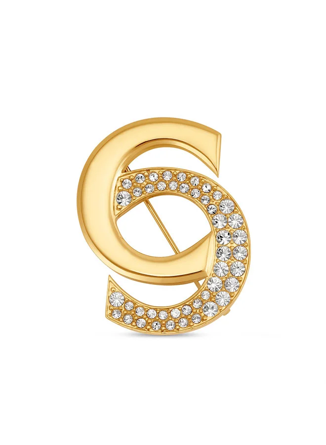 Marina Gold Double C Logo Brooch for Women