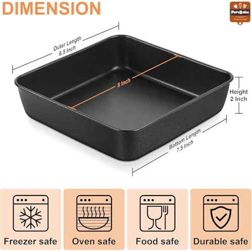 PureBake Premium Sgs Certified Square Cake Tin | Square Cake Pan | Non-Stick 9-Inch Square Cake Tray, Set Of 1, Carbon Steel Bakeware Set,Black - Image 2