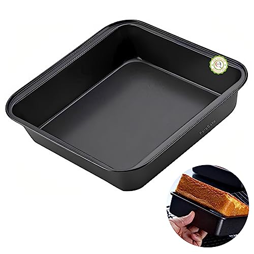 PureBake Premium Sgs Certified Square Cake Tin | Square Cake Pan | Non-Stick 9-Inch Square Cake Tray, Set Of 1, Carbon Steel Bakeware Set,Black - Image 1