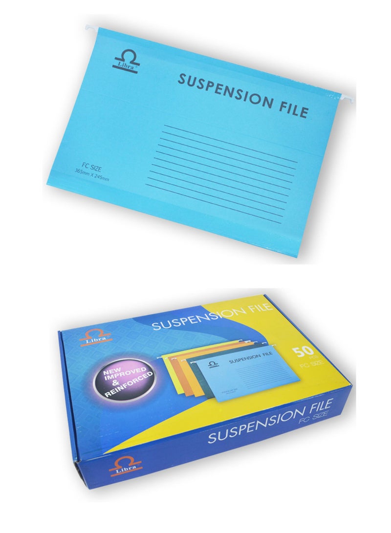 Libra Foolscap Suspension File 230gsm Blue, 50pcs - Image 1