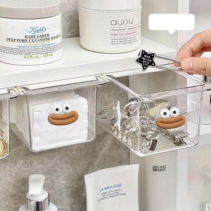 ACROWN Mini Drawer Storage Box Transparent Cartoon Bathroom Cabinet with Drawer Shelf - Image 1