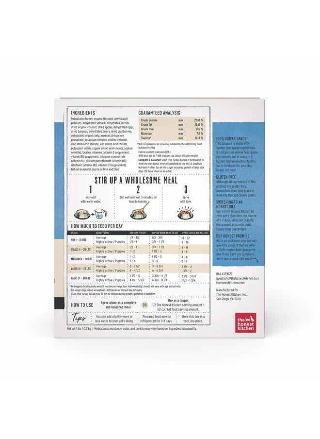 the honest kitchen Human Grade Dehydrated Grain Free Dog Food – Complete Meal or Dog Food Topper – Turkey 2 lb (makes 8 lbs)  - Image 2