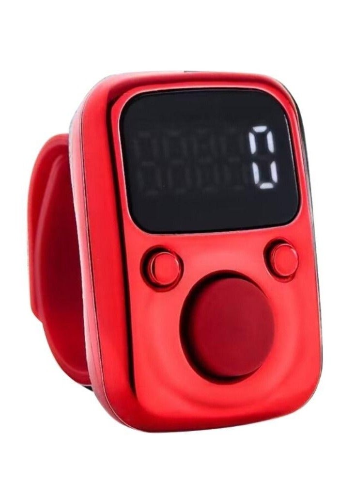 Digital Tasbeeh Zikr Counter Ring With LCD Display Screen Red - Image 1
