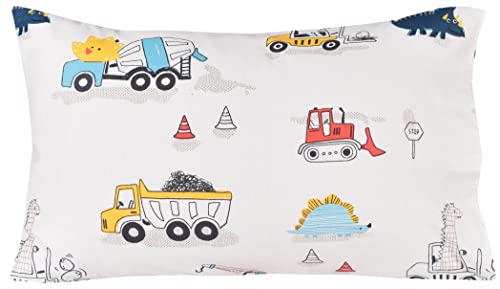 J-pinno Dinosaur Construction Work Digger Cars Vehicle Cute Cozy Fun Twin Sheet Set for Kids Girls Children, 100% Cotton, Flat Sheet + Fitted Sheet + Pillowcase Bedding Set (Dinosaur, Twin) - Image 4
