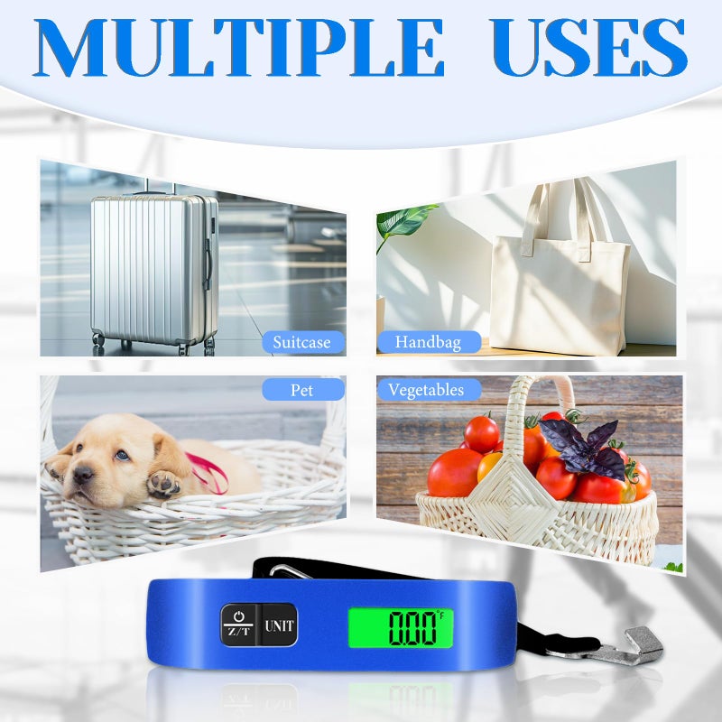 SOYOK Luggage Scale, 110lb Luggage Weight Scale with 4 Unit Switching Functions&LED Display, Luggage Scale Travel Digital for Weighing Luggage, Backpacks, Packages and Markets(Blue) - Image 2