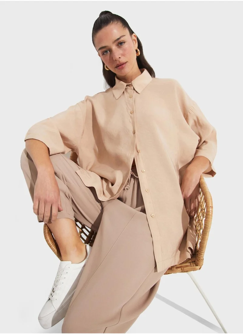 JUNE Knitted Button Down Shirt