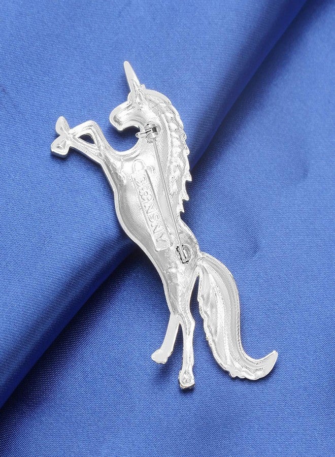 DUOWEI Metal Enamel Rhinestone Unicorn Horse Brooches Fancy Animals Pin Clothes Scarf Accessories Women Kids Jewelry Gifts (Multicolor) - Image 5