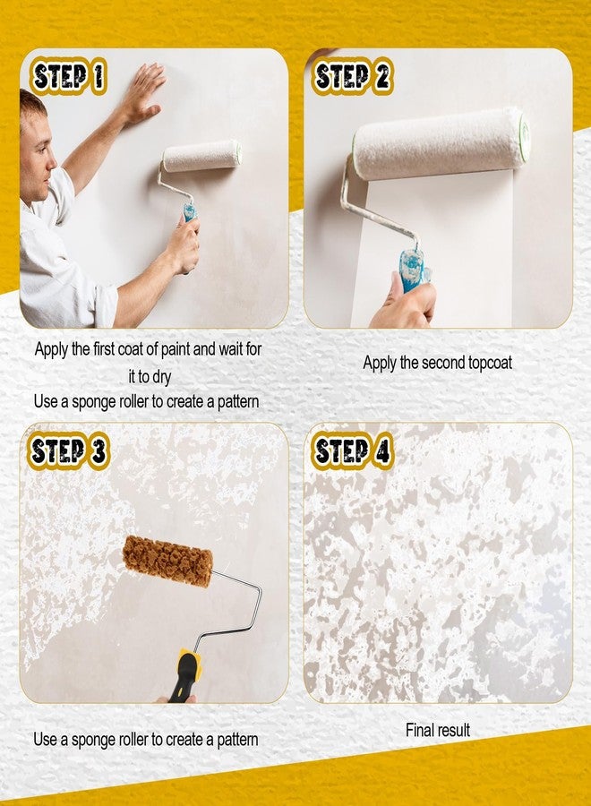 Hokoad Texture Sponge Paint Rollers Kit, Texture Pattern Paint Roller Brush, Decorate for Wall Painting Tool with Rollers Frame, Sponges and Tray, Decor Art Painting Roller for Home Wall Ceiling (5) - Image 5