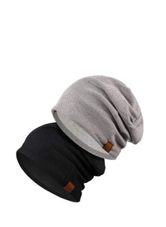 Mens Slouchy Beanie Hats, Winter Hats for Men and Women, Slouchy Knit Beanie Hat Winter Warm Oversized Skull Cap for Men Women 2 Pcs