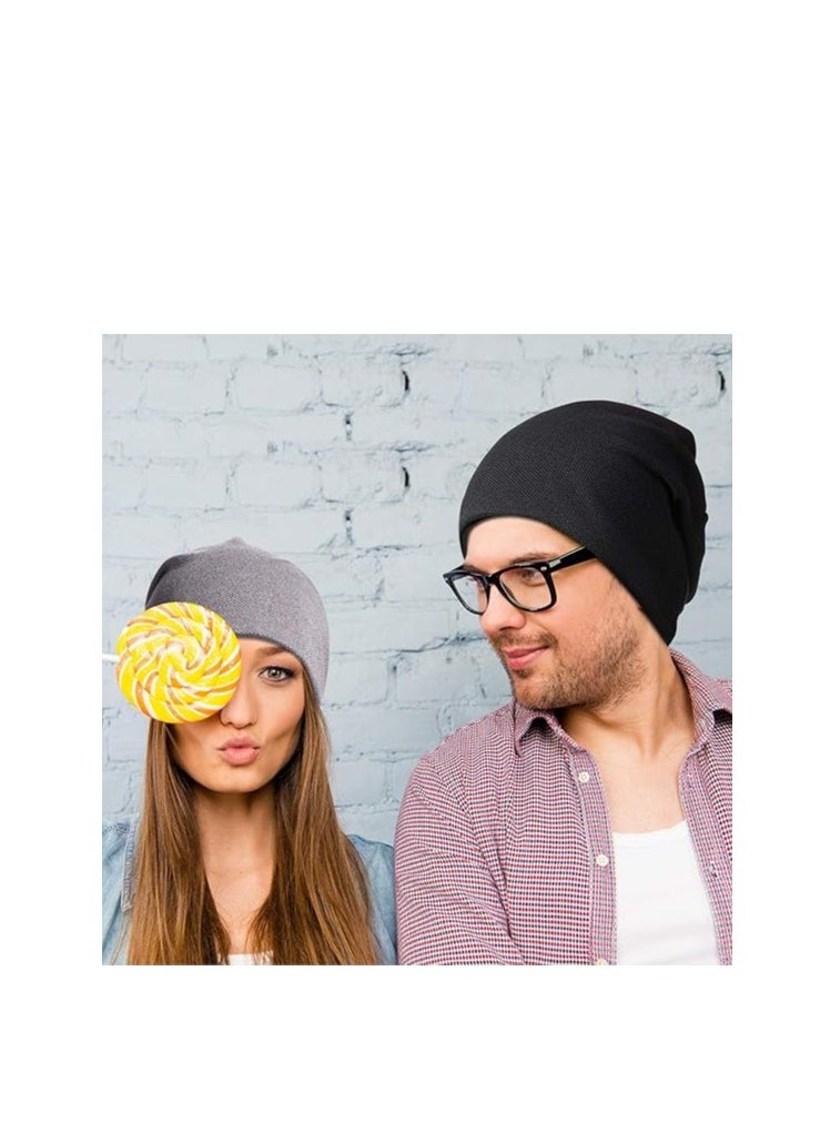 SYOSI - Mens Slouchy Beanie Hats, Winter Hats for Men and Women, Slouchy Knit Beanie Hat Winter Warm Oversized Skull Cap for Men Women 2 Pcs - Image 1