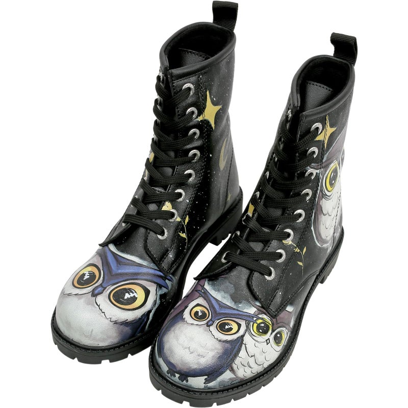 DOGO Long Boots for Women â€“ Vegan Leather and Unique Design Womens Winter Boots, Comfortable and Stylish Womens Boots, Owls Family Black, Size 6.5 - Image 2