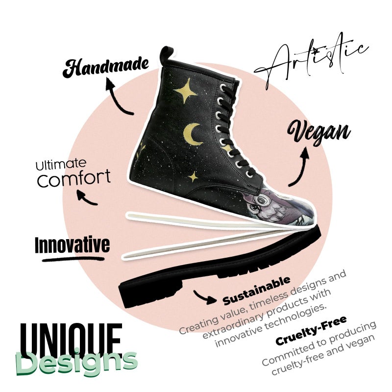 DOGO Long Boots for Women â€“ Vegan Leather and Unique Design Womens Winter Boots, Comfortable and Stylish Womens Boots, Owls Family Black, Size 6.5 - Image 5