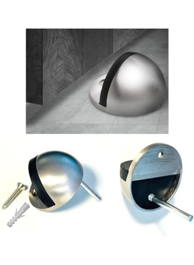 Biella Stainless Steel Half Round Door Stopper With Rubber Bumper Door Retainer (Pack Of 4) - Image 3