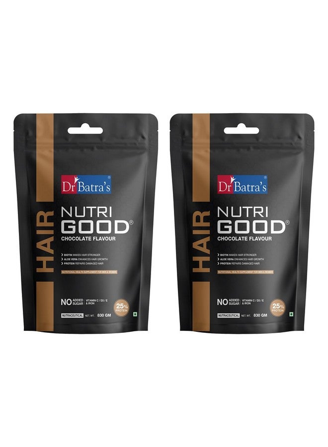 Dr Batra's Dr Batra’s Nutrigood, Enriched with power packed Hair Vitamins, Bacopa Monnieri & Aloe Vera, Scalp nourishment, luster hair (Chocolate flavour, 830g, Pack of 2 for Men & Women) - Image 1
