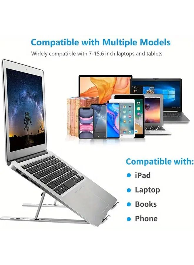 Black 10 13 Inch Adjustable Laptop Stand Portable Foldable Cooling Base Tablet Holder - Image 3
