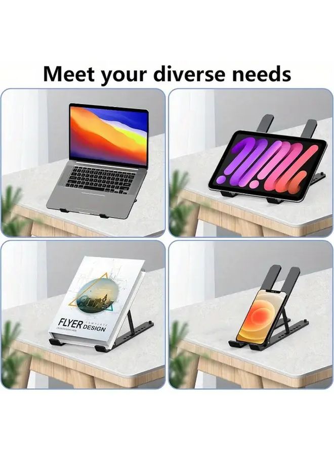 Black 10 13 Inch Adjustable Laptop Stand Portable Foldable Cooling Base Tablet Holder - Image 4