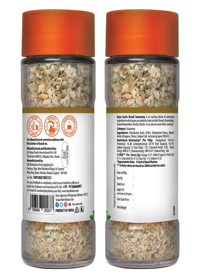 Keya Garlic Bread Seasoning |All Natural & Healthy Spice Blend| Glass Bottle | Premium Seasoning and Spices I No Preservatives | 50g | Pack of 3 - Image 3