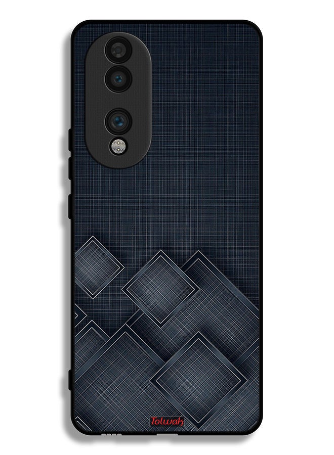 Tolwak غطاء حماية لهاتف Honor 70 بنمط مربعات على القماش - Image 2