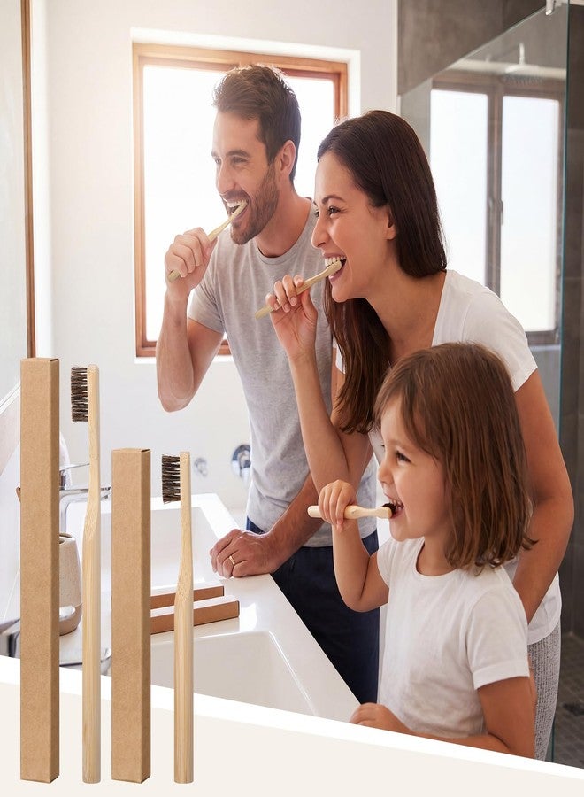 FoldTier مجموعة فولد تير من 12 فرشاة أسنان من الخيزران بشعيرات طبيعية تشبه شعر الخيل، خالية من النايلون، معبأة بشكل فردي في علب فردية، قابلة للتحلل الحيوي، شعيرات ناعمة، مثالية للاستخدام المنزلي والسفر والتخييم، تتسع لـ 6 أطفال و6 بالغين - Image 3