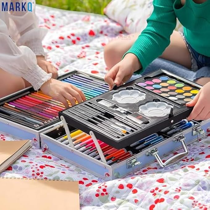 SPACE ART KIT FOR KIDS – 145 PCS DRAWING & PAINTING SET WITH COLOR PENCILS, OIL PASTELS, PAINT BRUSHES, CRAYONS & ACCESSORIES | CREATIVE ART & CRAFT BOX FOR BOYS & GIRLS, MOON & ASTRONAUT THEME - Image 5