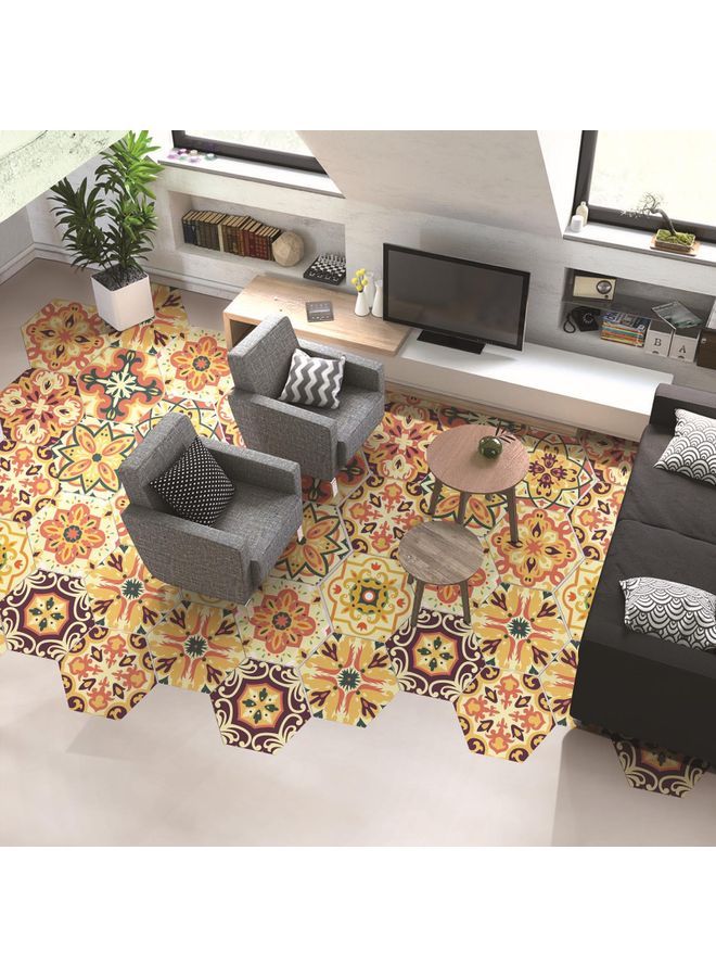 NIBEMINENT 10-Piece Hexagon Shaped Non-Slip PVC Scratch Resistant Wall Stickers Multicolour - Image 4