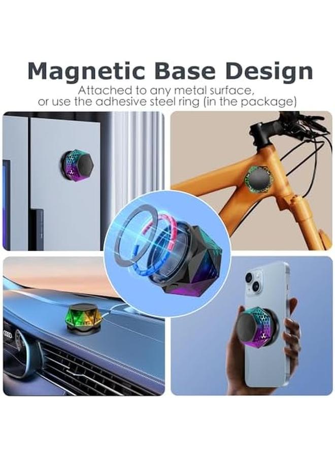Excefore Magnetic Diamond Bluetooth Speaker Small Wireless Speaker With Multi Rgb Color Light Show Wireless Small Bluetooth Speaker Portable Phone Stand For Iphone Android Tws Pairing - Image 3