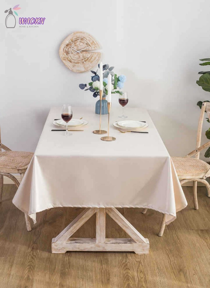 WAOKN Tablecloth, Waterproof And Oil-Proof End Table Dustproof Cover, Simple Style Solid Color Picnic Blanket, White - Image 2