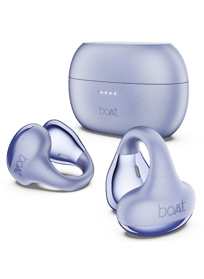 Airdopes Loop Bluetooth in Ear Earbuds W/Clip-On Fit, Air Conduction Tech, 50HRS Battery, 4Mics Enx, Dual EQ Modes, 12Mm Drivers, 40Ms Latency,ASAP Charge,OWS Ear Buds Earphones Lavender Mist