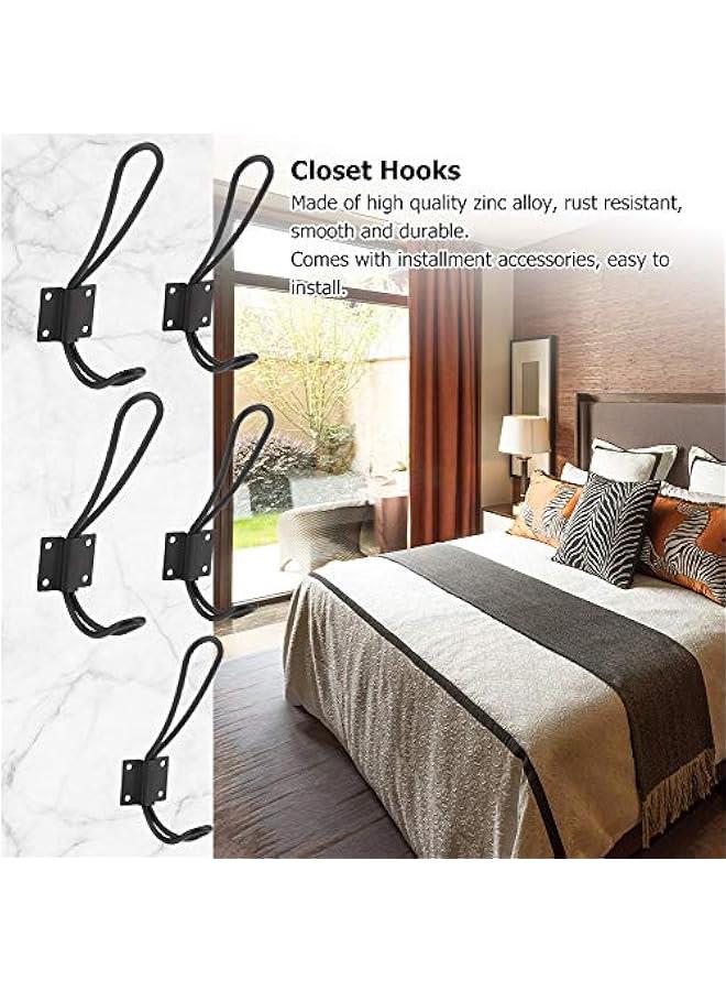 Duty Double Coat Hooks , Coat Hooks , Heavy Duty Decorative Black Wall Hooks for Mudroom , Hat Rack , Purse Hooks Cast Iron Decorative ?Black Hooks (black) , Coat Hooks , Duty Double Coat Hooks , He  - Image 5