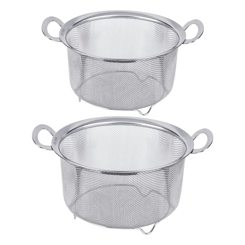 Tiawudi 2 Pack Strainers for Kitchen 188 Stainless Steel Colander with Handles Fine Mesh Strainer for Pasta Rice and Fruit Sieve with Resting Feet to Strain Rinse Steam or Cook Vegetables