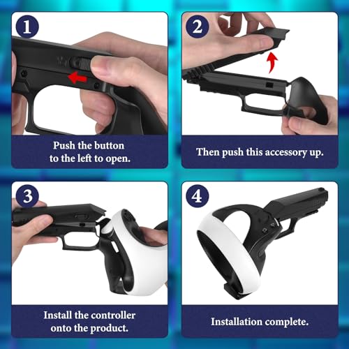 Geekria VR Game Gun Controller Cover Compatible with Sony PlayStation PSVR 2 Shooting Bracket Stand, Shooting Game Handle Accessories, Durable Hard Shell Anti-Slip Grip Protector - Image 4