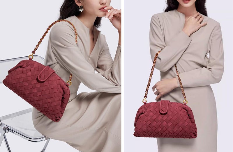 Molodo Suede Woven Bags for Women Shoulder Bag Handwoven Crossbody Bag Satchel Woven Purses - Image 2