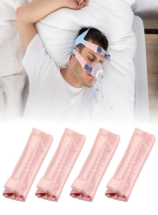 HWEIUA 4 Pack Satin CPAP Mask Strap Covers, Silk CPAP Strap Covers Comfortable CPAP Strap Cushion Pads CPAP Face Protector, Universal and Reusable CPAP Headgear Strap Covers for Reducing Red Marks, Pink - Image 1