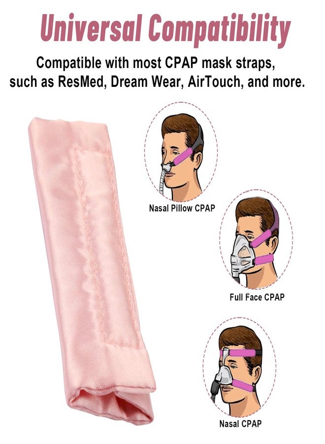 HWEIUA 4 Pack Satin CPAP Mask Strap Covers, Silk CPAP Strap Covers Comfortable CPAP Strap Cushion Pads CPAP Face Protector, Universal and Reusable CPAP Headgear Strap Covers for Reducing Red Marks, Pink - Image 5