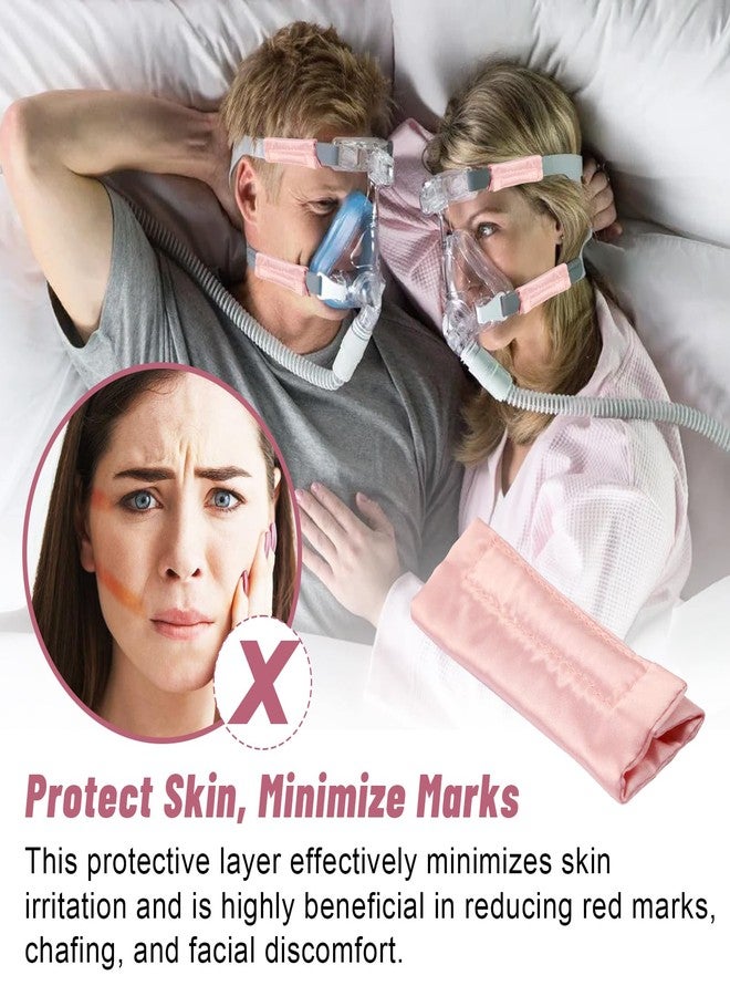 HWEIUA 4 Pack Satin CPAP Mask Strap Covers, Silk CPAP Strap Covers Comfortable CPAP Strap Cushion Pads CPAP Face Protector, Universal and Reusable CPAP Headgear Strap Covers for Reducing Red Marks, Pink - Image 2