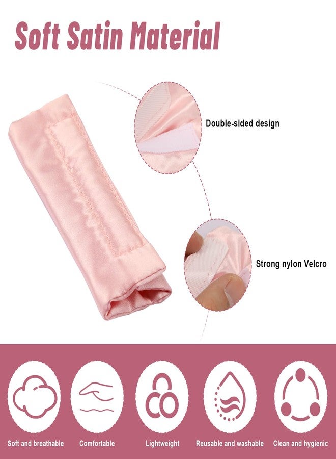HWEIUA 4 Pack Satin CPAP Mask Strap Covers, Silk CPAP Strap Covers Comfortable CPAP Strap Cushion Pads CPAP Face Protector, Universal and Reusable CPAP Headgear Strap Covers for Reducing Red Marks, Pink - Image 3