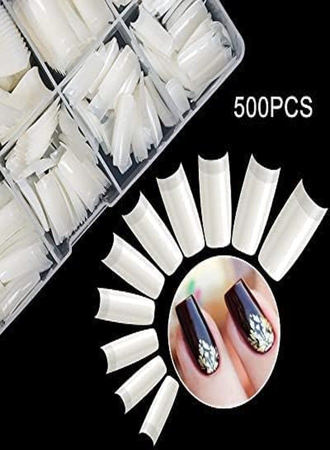 Brille Bee Acrylic Nail Tips for Nail Art, Assorted Sizes for extension Manicure Set 500 pcs with box (9N FRENCH) - Image 4