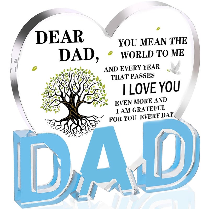 Fathers Day Dad Gifts for Dad Dad Birthday Gifts Acrylic Heart Plaque 3937inch Valentines Christmas Fathers Day Present for Dad from Daughter Son Wife Memorial Gifts for Loss of Dad