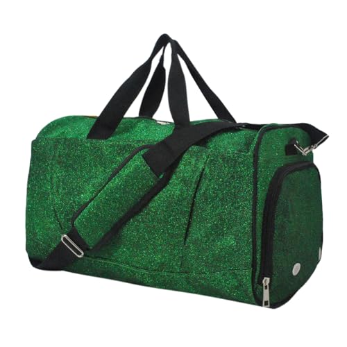 NGIL Glitter Cheers Sports Gym Duffel with Shoe Compartment and Small Carry on Travel Tote Bags for Women Gym bag Overnight bags for Women Cheer Bag GlitterGreen - Image 1