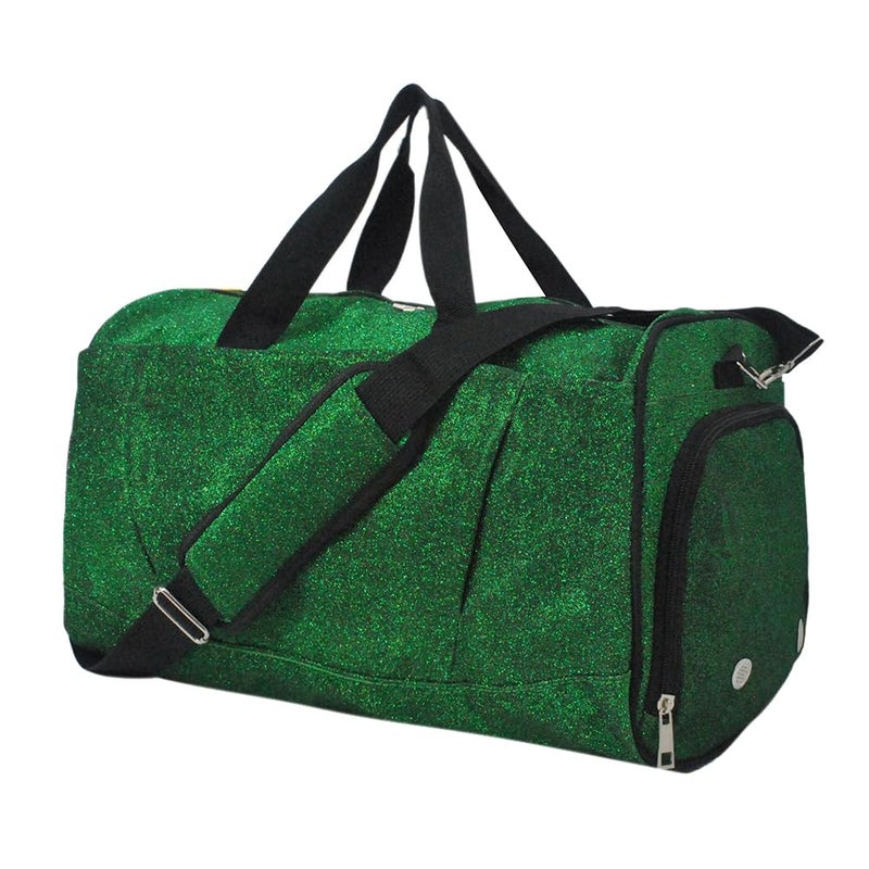 NGIL Glitter Cheers Sports Gym Duffel with Shoe Compartment and Small Carry on Travel Tote Bags for Women Gym bag Overnight bags for Women Cheer Bag GlitterGreen - Image 2