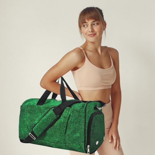 NGIL Glitter Cheers Sports Gym Duffel with Shoe Compartment and Small Carry on Travel Tote Bags for Women Gym bag Overnight bags for Women Cheer Bag GlitterGreen - Image 3
