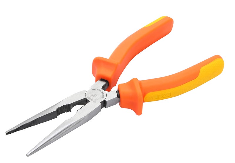 GROZ 8 inch Long Nose Plier with Insulation to 1000V AC| Ideal for Cutting & Gripping Wires| High Strength Construction| Corrosion Resistant| Shockproof Ergonomic Grip (Length: 200 mm) - Image 1