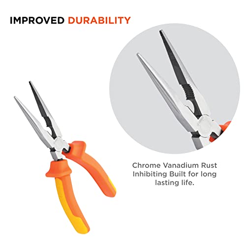GROZ 8 inch Long Nose Plier with Insulation to 1000V AC| Ideal for Cutting & Gripping Wires| High Strength Construction| Corrosion Resistant| Shockproof Ergonomic Grip (Length: 200 mm) - Image 3